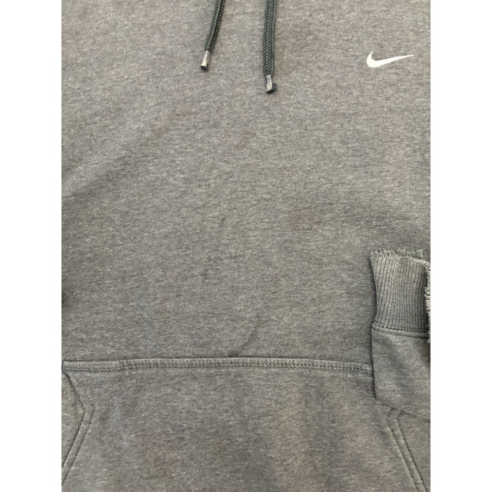 Vintage Y2K Nike‎ Men's XL Grey Swoosh Thrashed Distressed Hoodie Sweatshirt - Picture 6 of 9